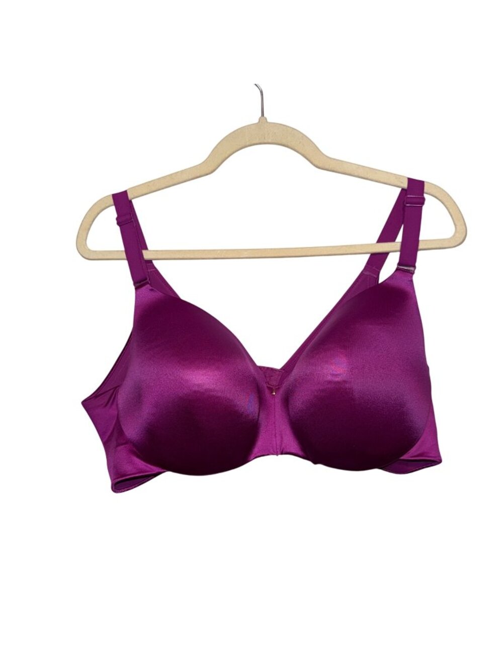 Cacique Womens Purple Satin Full Coverage Bra 42DD Adjustable Straps